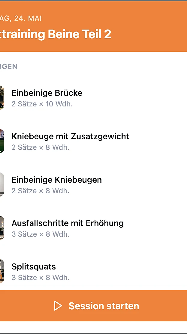 Neuro Thera Aktiv App — Übungsplan mit Session-Start